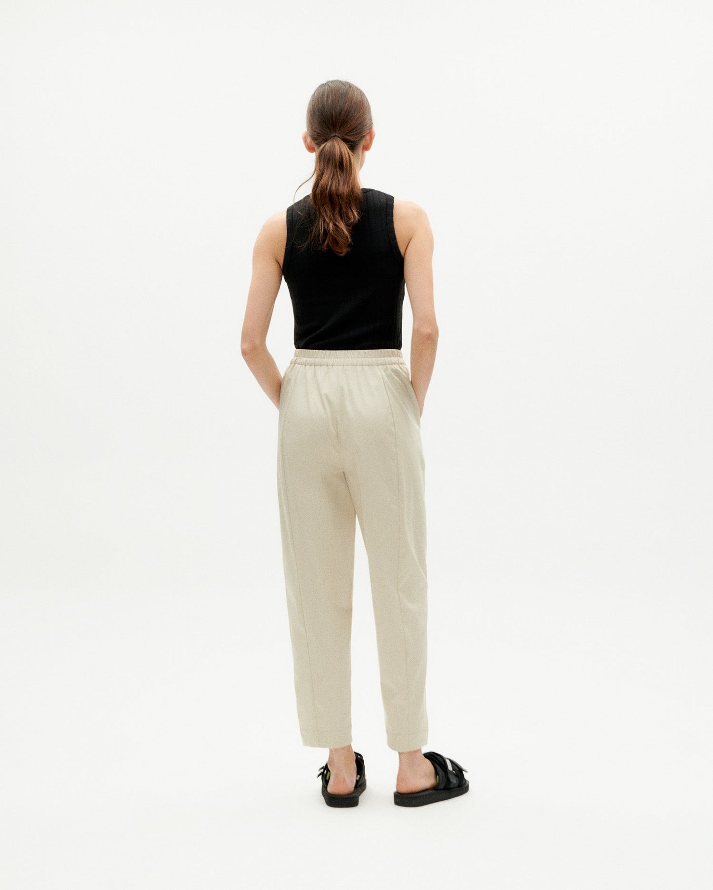 Pantalon droit léger en coton bio | Beige "fog seacell esther pants"