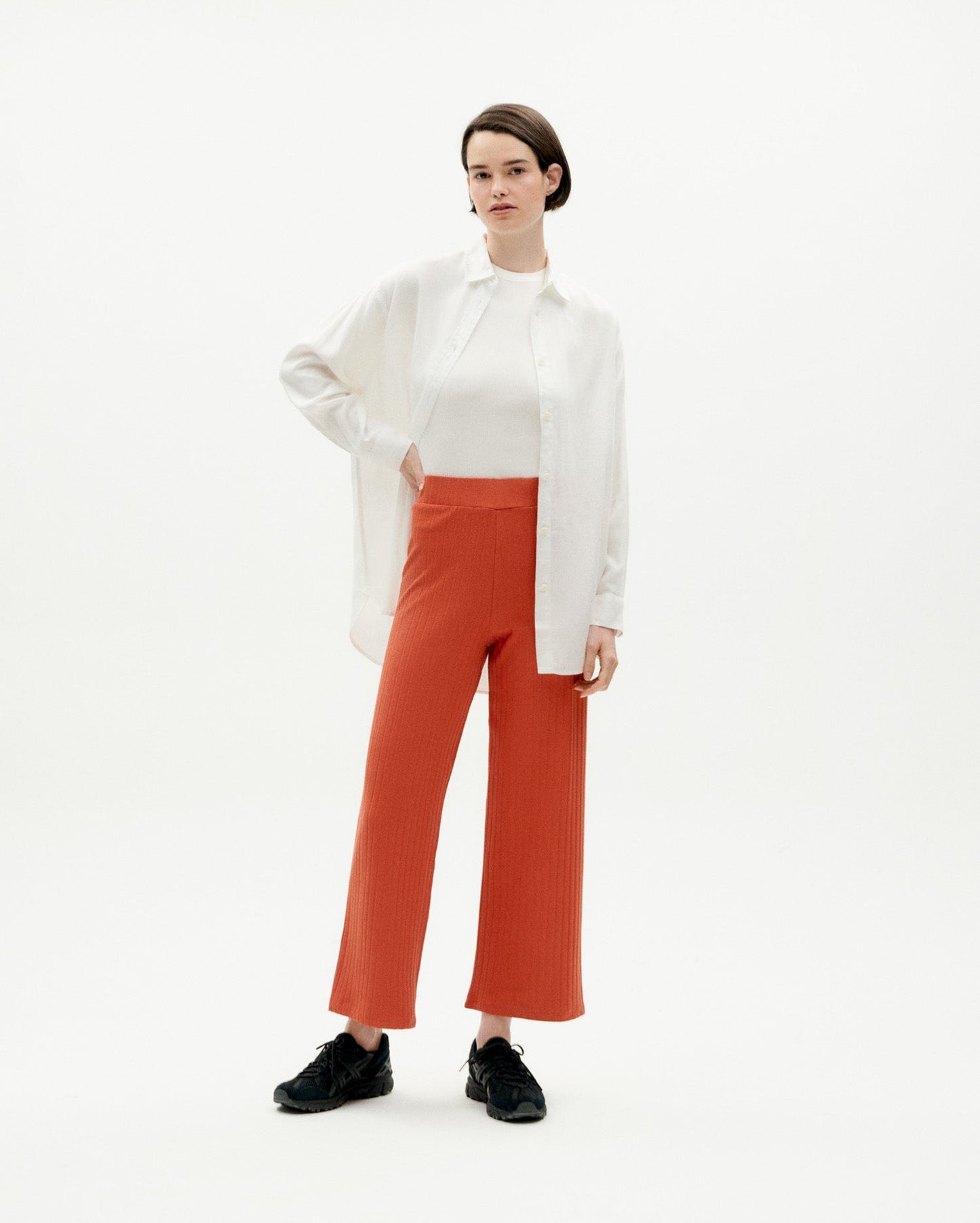 Pantalon ample en ecovero et coton recyclé | Orange "orange sunset trash dalia pants"