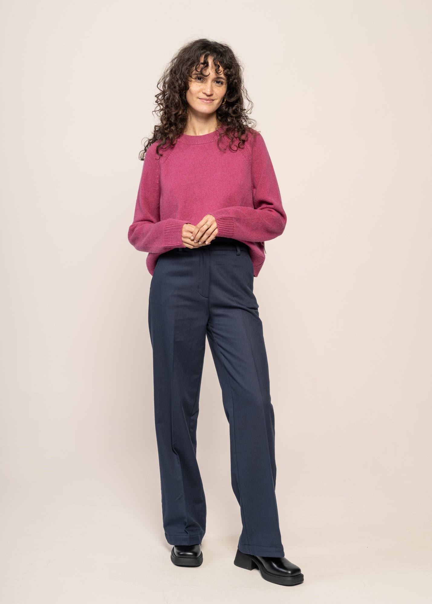 Pantalon ample en coton bio | bleu "blueberry hermione pants grey"