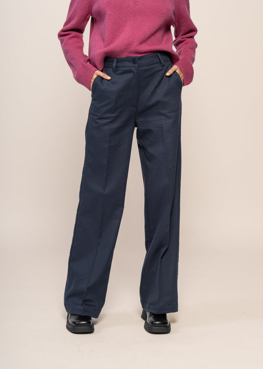 Pantalon ample en coton bio | bleu "blueberry hermione pants grey"