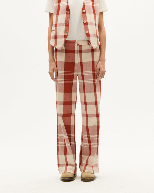 Pantalon ample à carreaux en coton bio | rouge "picnic checks hermione pants multicolor"