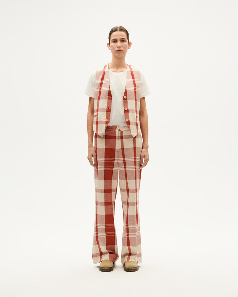 Pantalon ample à carreaux en coton bio | rouge "picnic checks hermione pants multicolor"