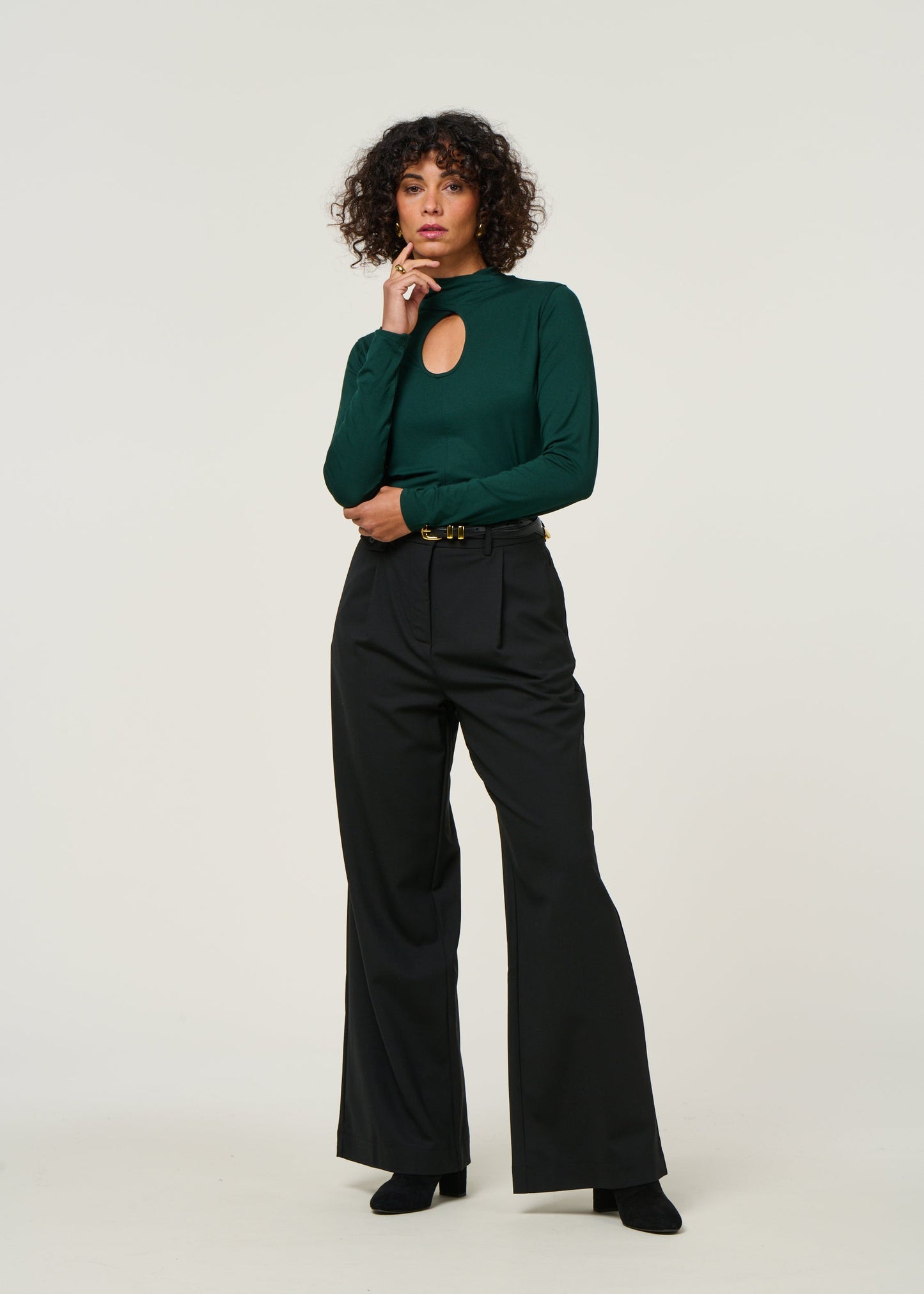 T-shirt manches longues en tencel | vert "t-shirt zur-5 - vert foncé"