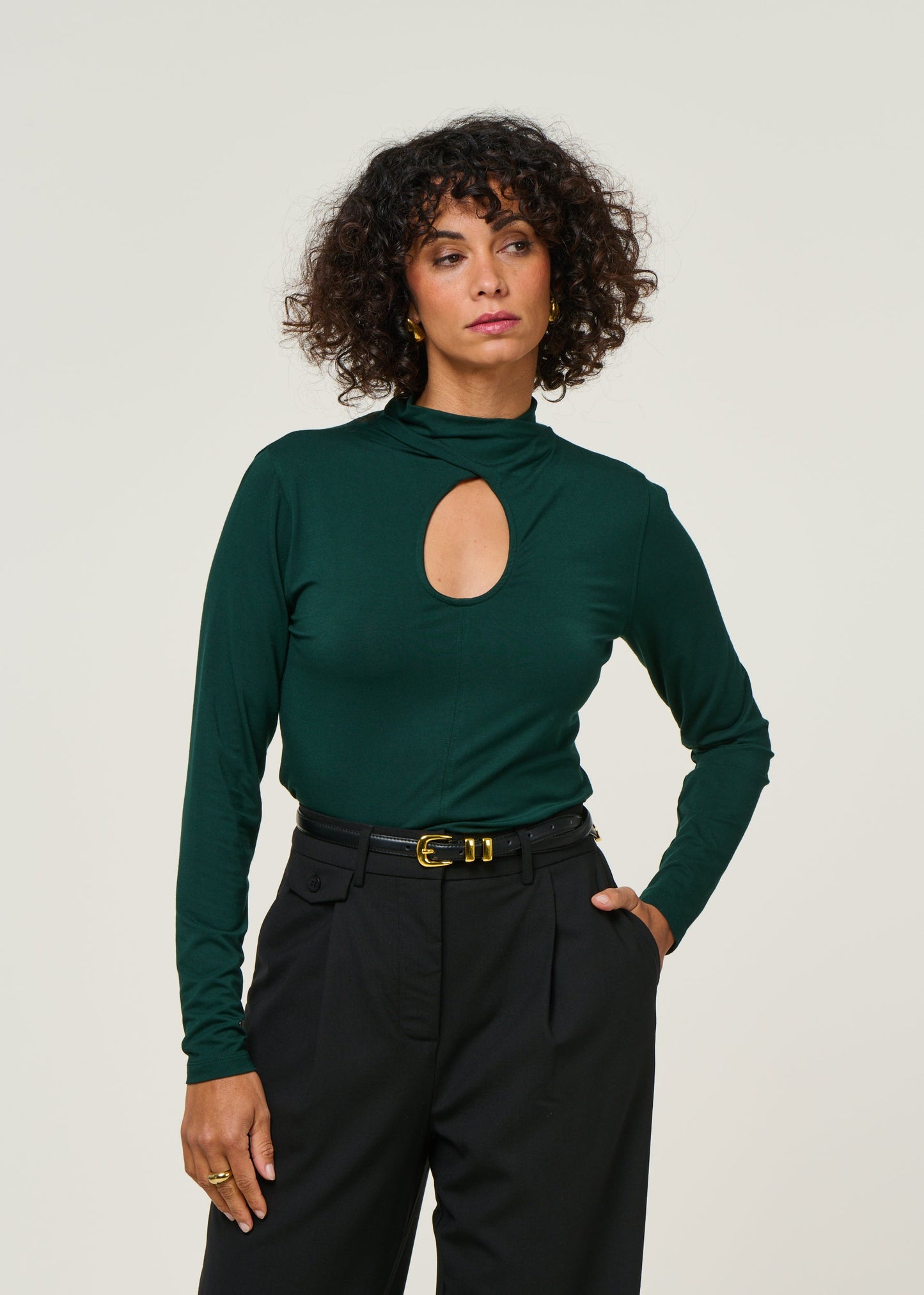 T-shirt manches longues en tencel | vert "t-shirt zur-5 - vert foncé"