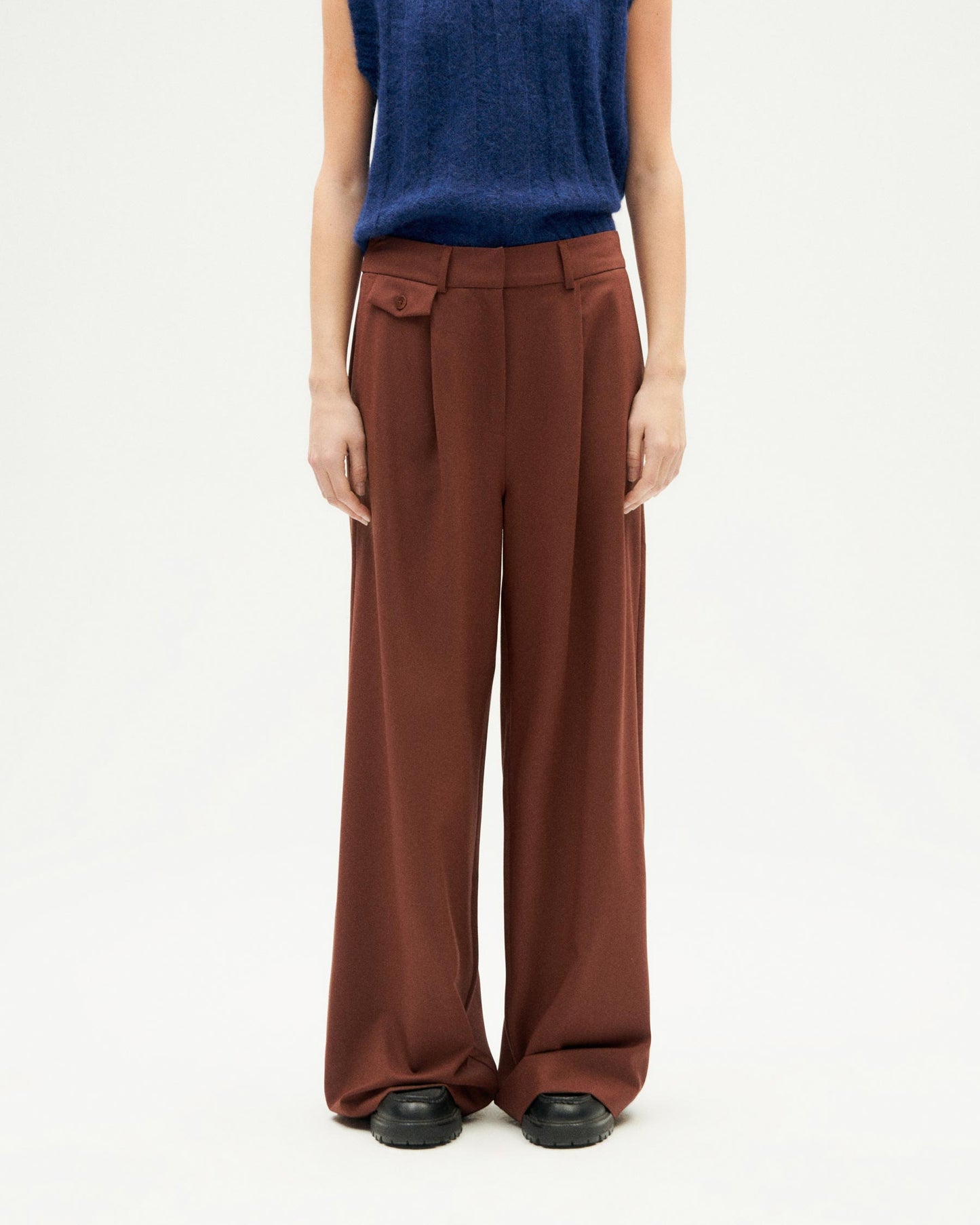 Pantalon ample en laine | marron "coffee pat pants"