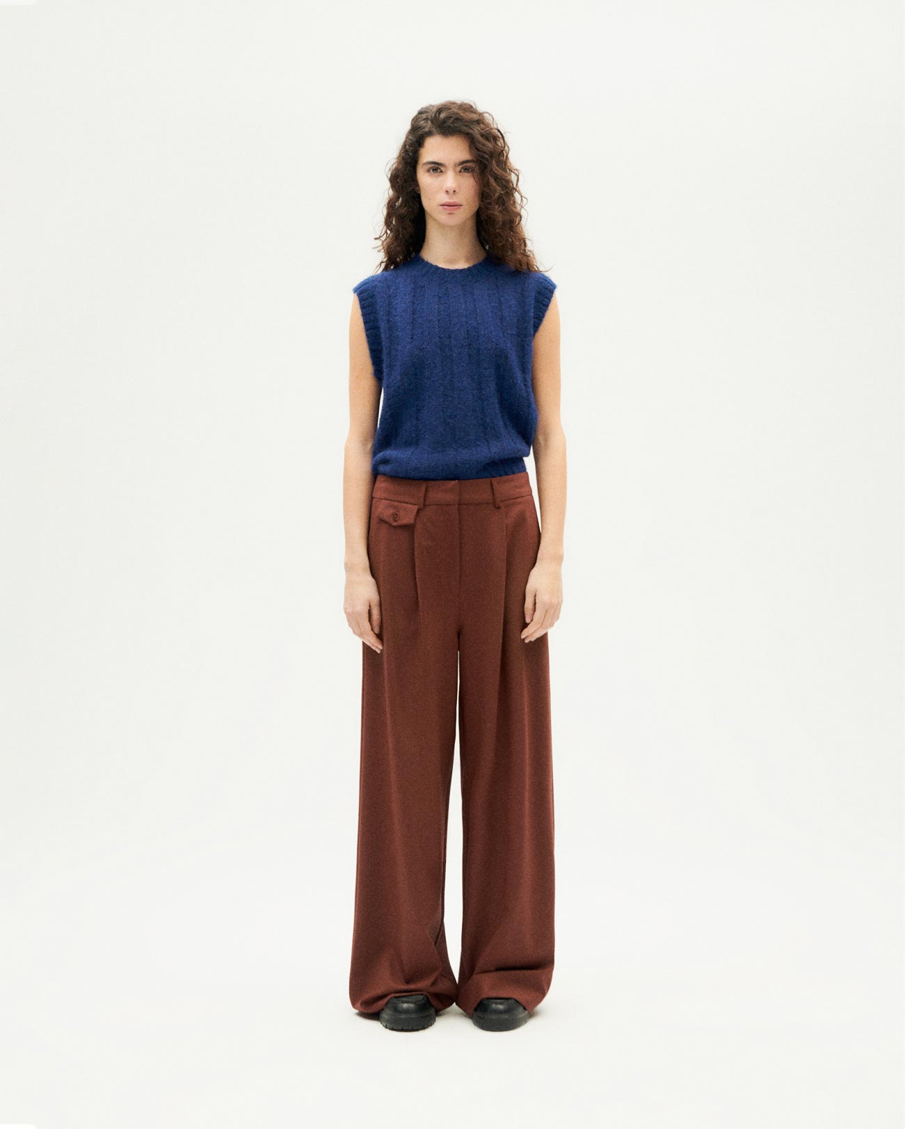Pantalon ample en laine | marron "coffee pat pants"