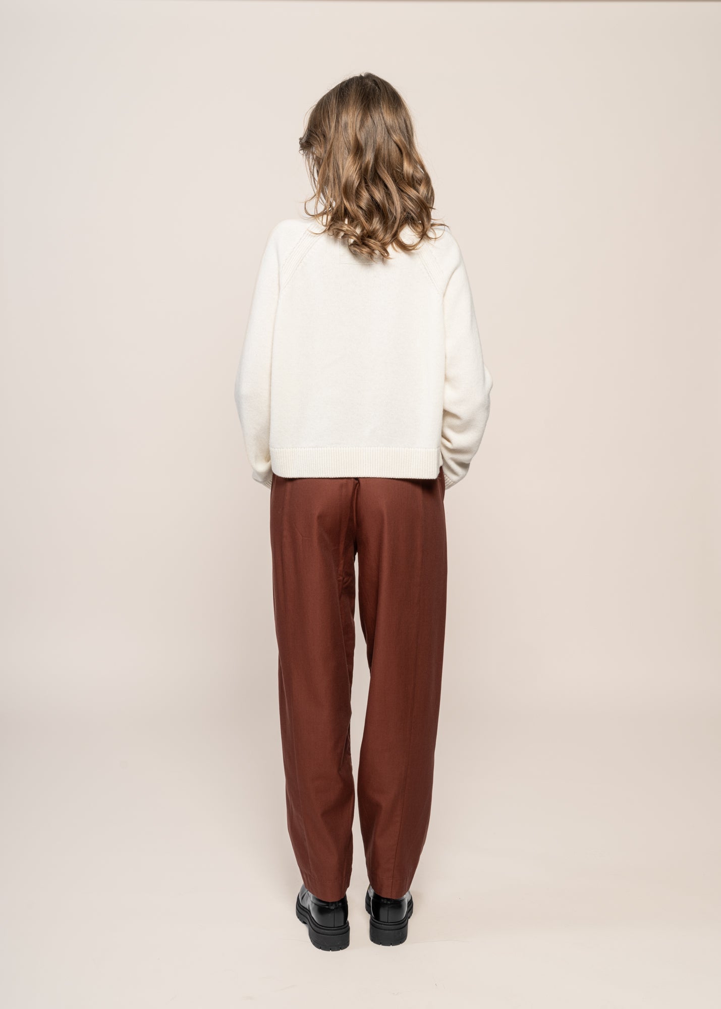 Pantalon droit en coton bio | marron "coffee esther pants brown"