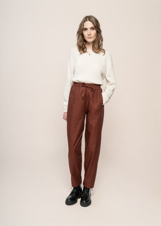 Pantalon droit en coton bio | marron "coffee esther pants brown"