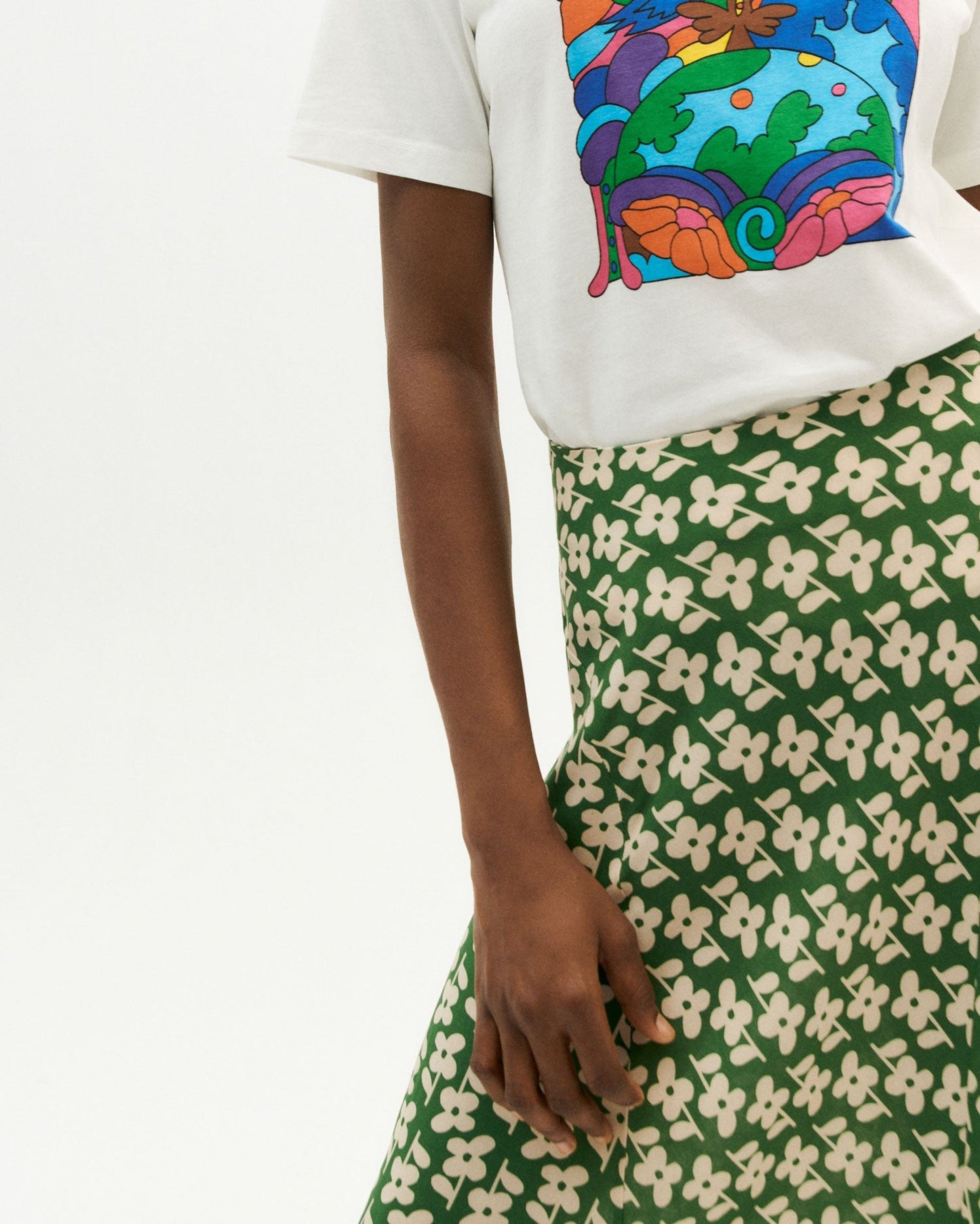 Jupe midi fleurie en viscose ecovero - daisy amelie skirt green