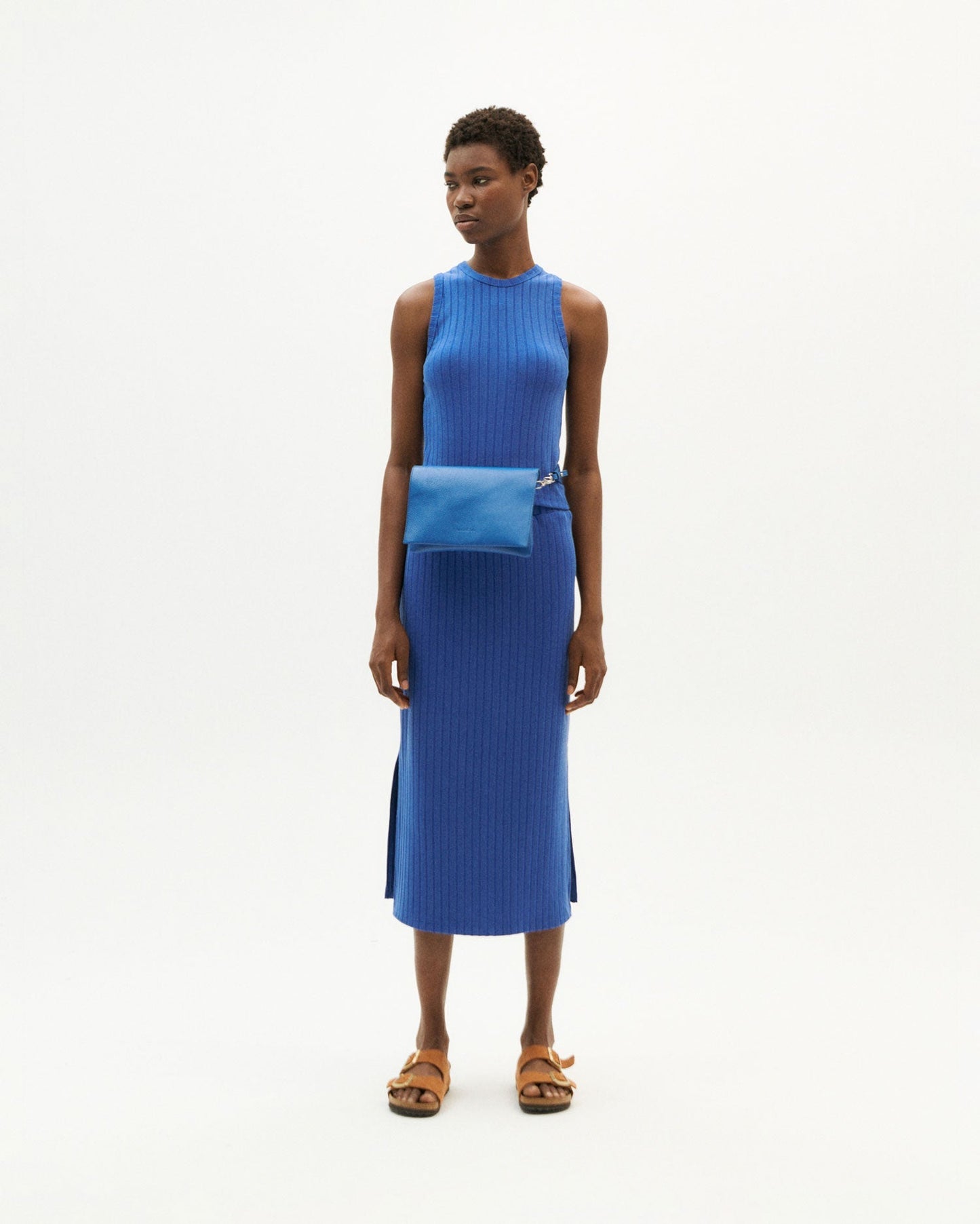 Jupe midi côtelé en ecovero et coton recyclé | bleu "blue trash olivia skirt"