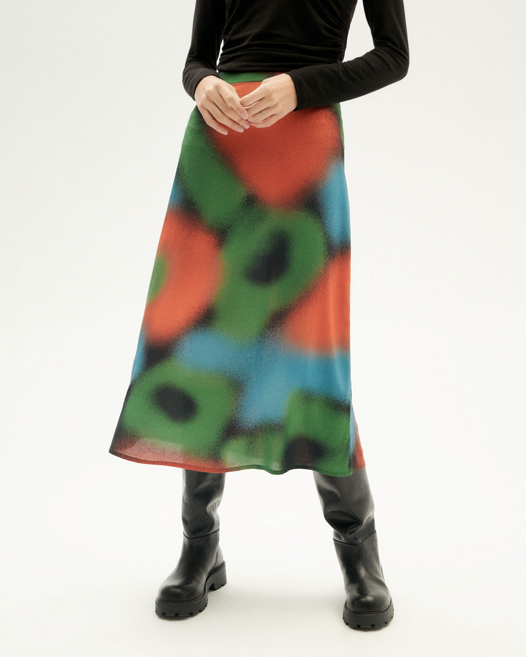 Jupe midi en ecovero | Multicolore "dust black lua skirt"