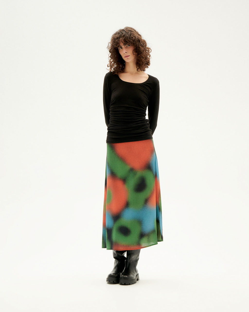 Jupe midi en ecovero | Multicolore "dust black lua skirt"
