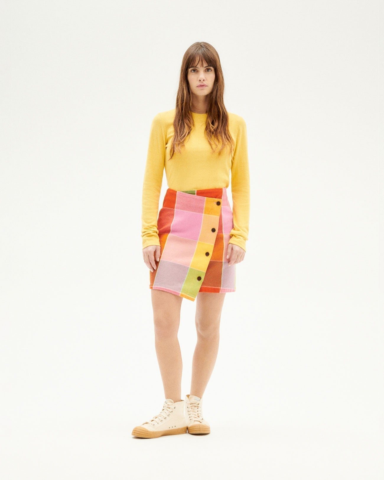 Jupe portefeuille en coton bio | Multicolore "art blanket mila skirt"