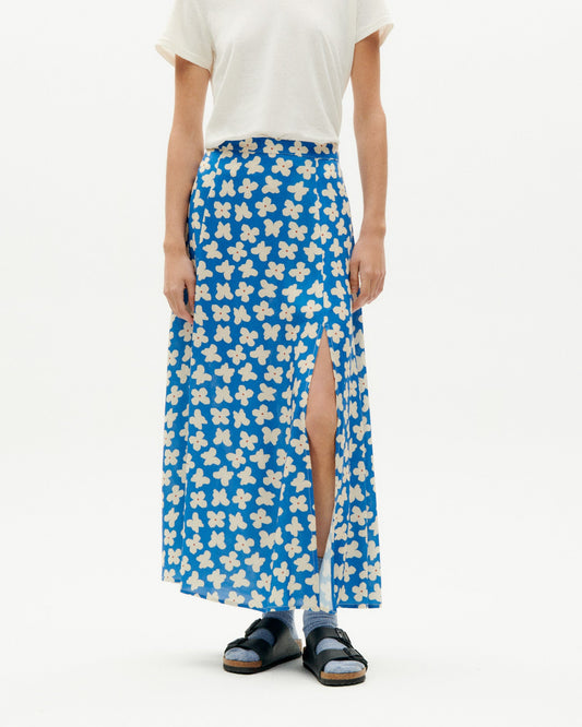 Jupe longue à motifs en ecovero | bleu "small butterfly tora skirt"
