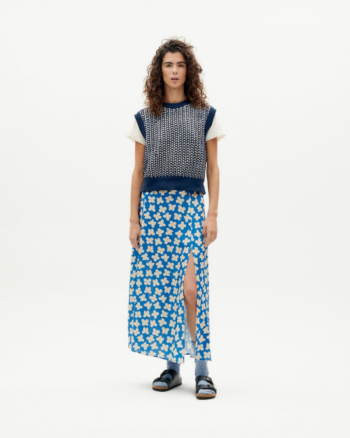 Jupe longue à motifs en ecovero | bleu "small butterfly tora skirt"