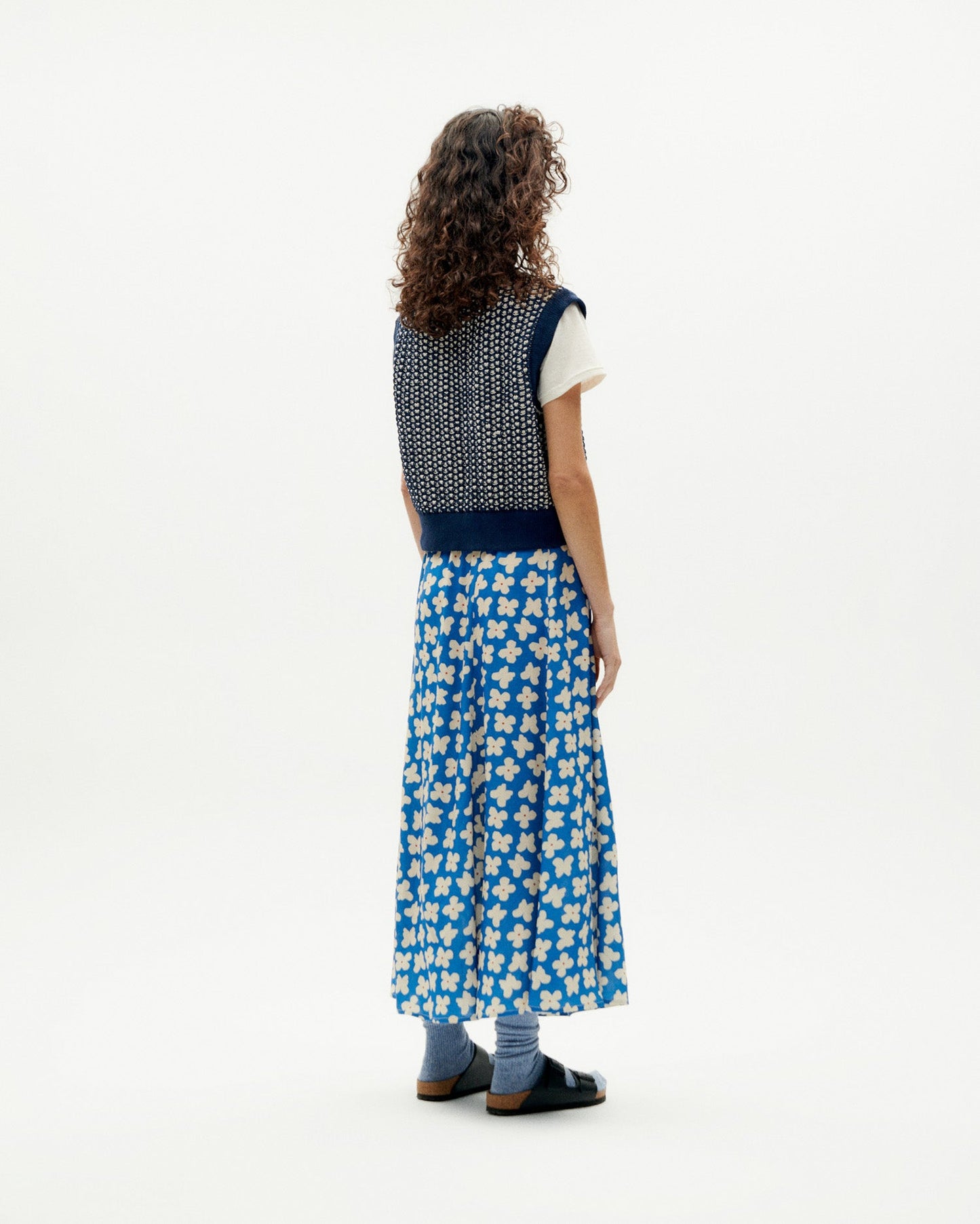 Jupe longue à motifs en ecovero | bleu "small butterfly tora skirt"