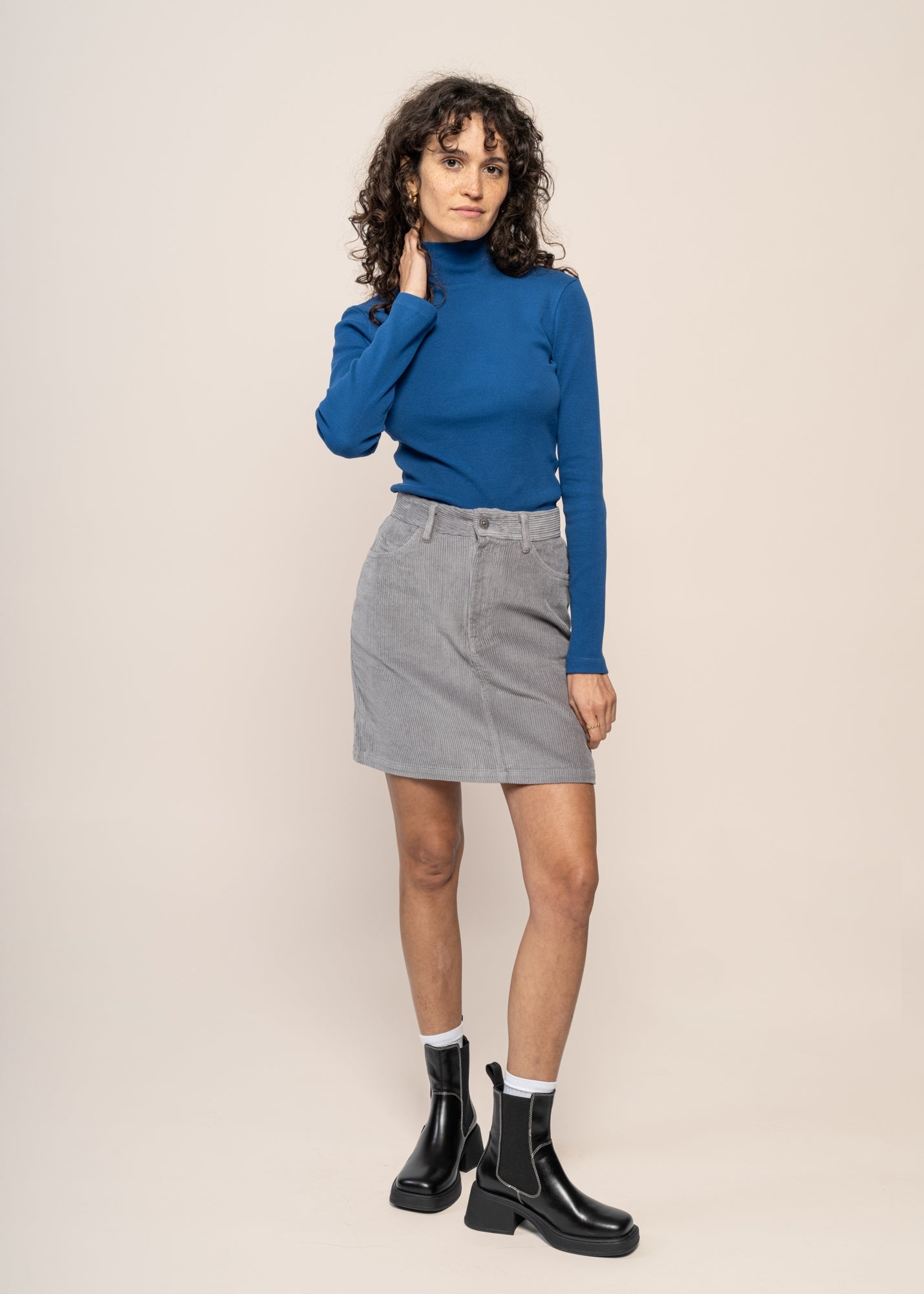 Jupe en coton bio | gris "river corduroy marsha skirt"