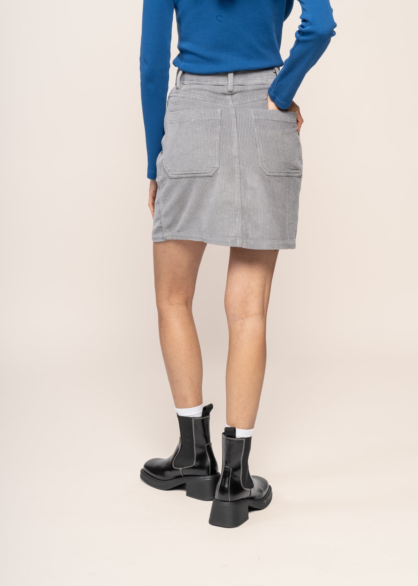 Jupe en coton bio | gris "river corduroy marsha skirt"