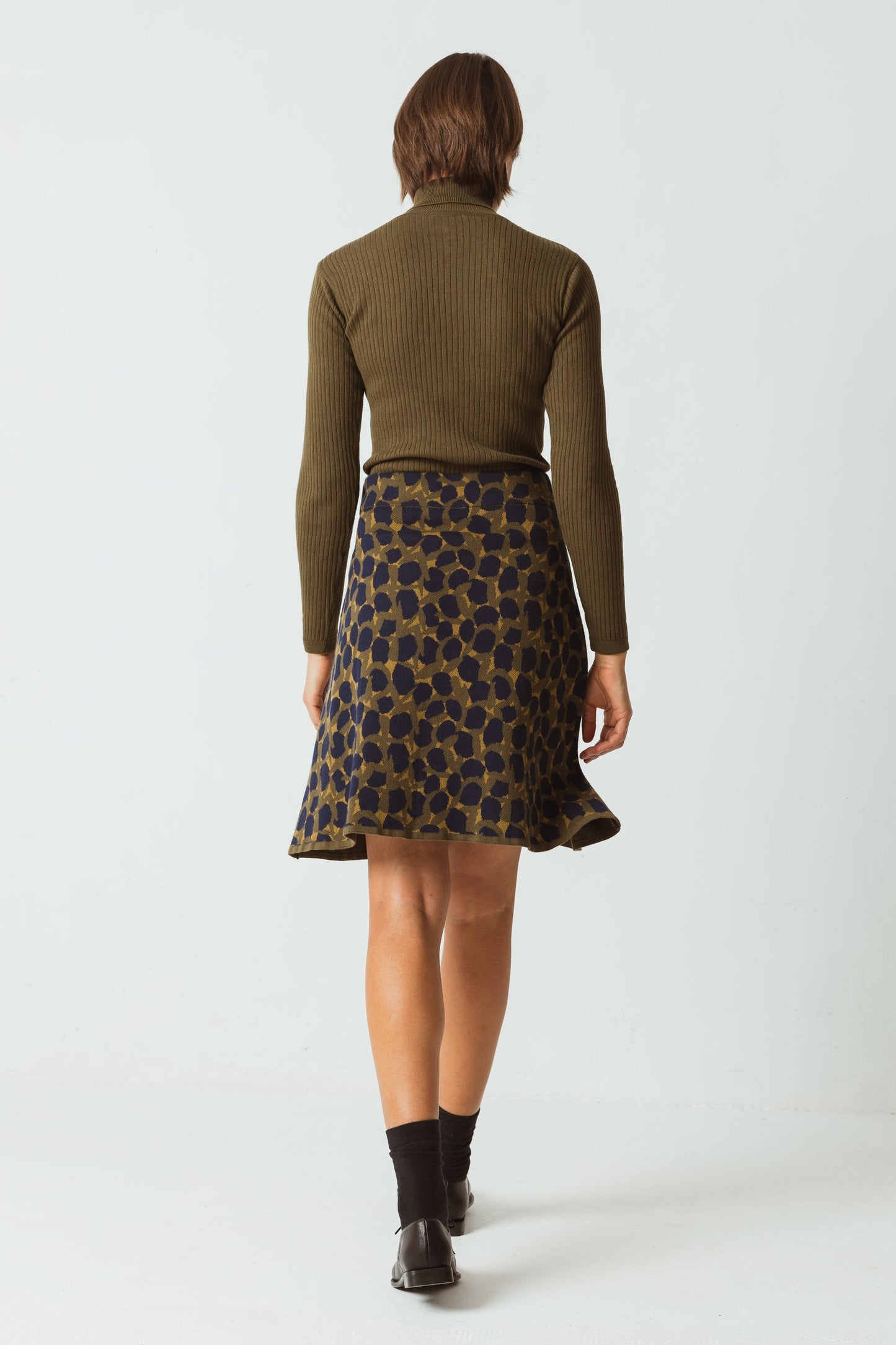 Jupe en tricot de coton bio | Motif jacquard vert foncé "arane skirt f23g8"