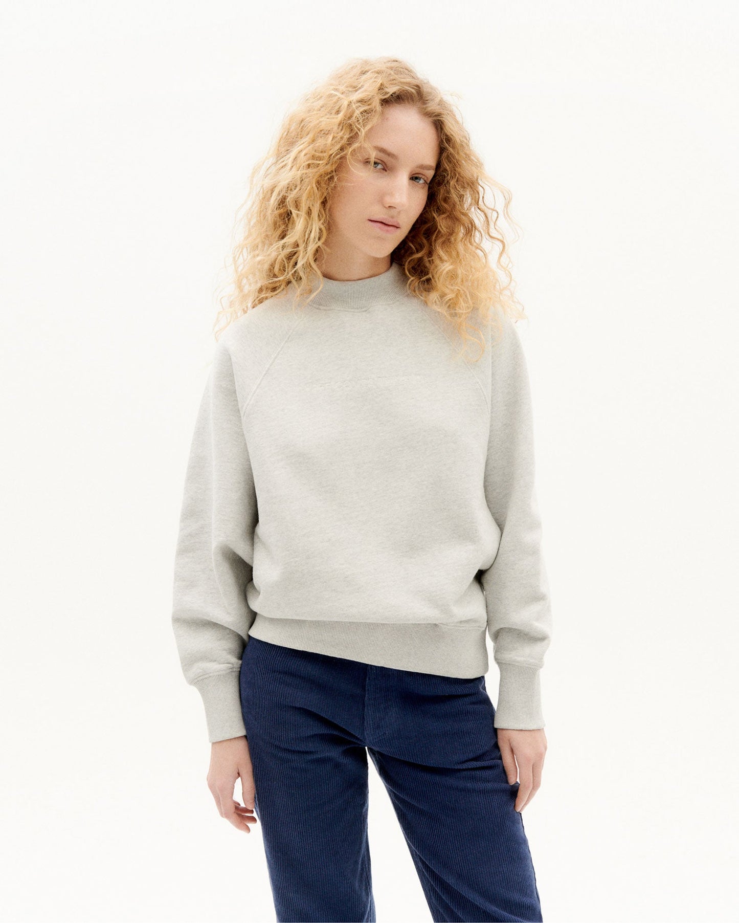 Sweat brodé en coton bio | gris "here comes the sun grey sweat"