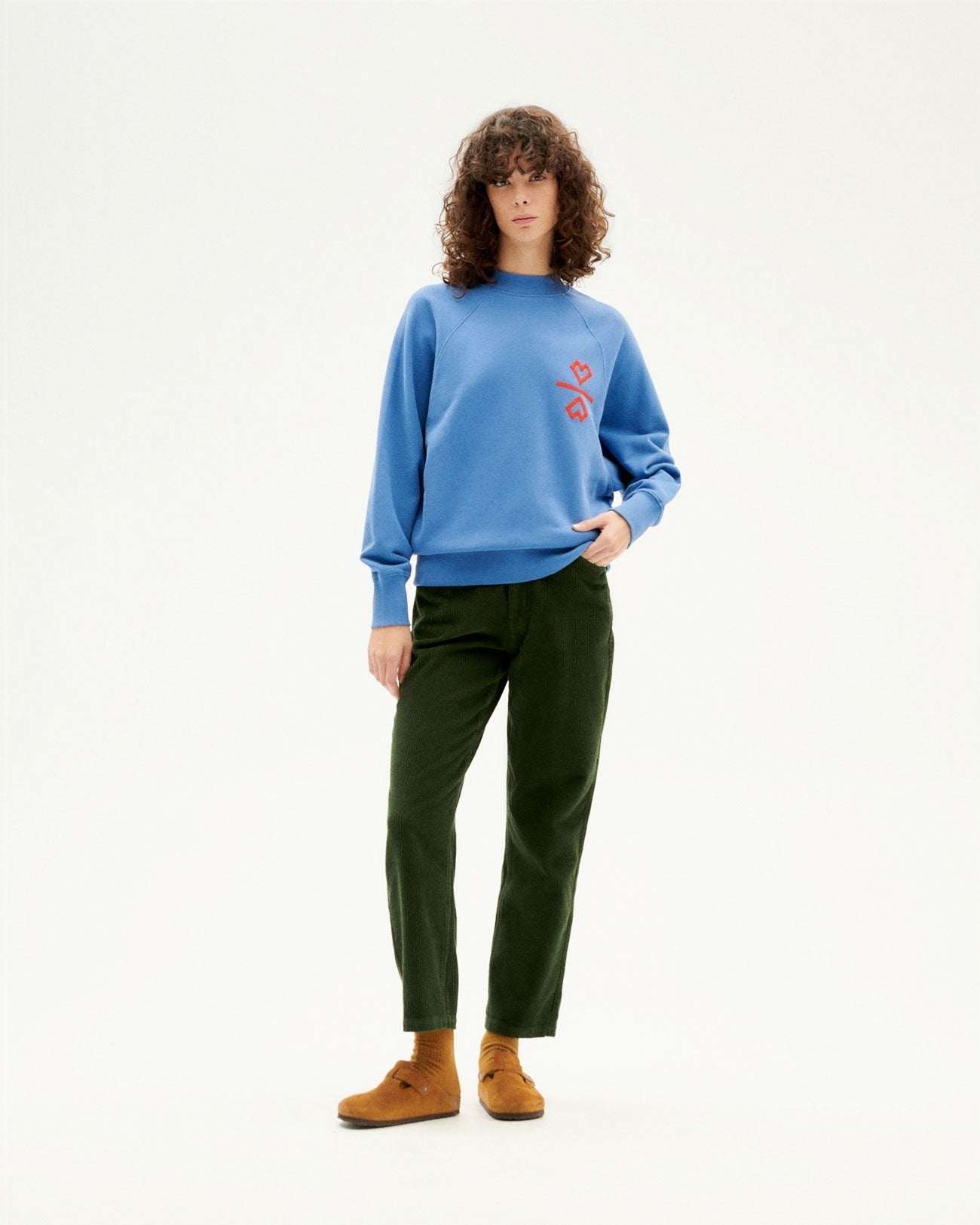 Sweat brodé en coton bio | bleu "2 hearts fantine sweatshirt blue"