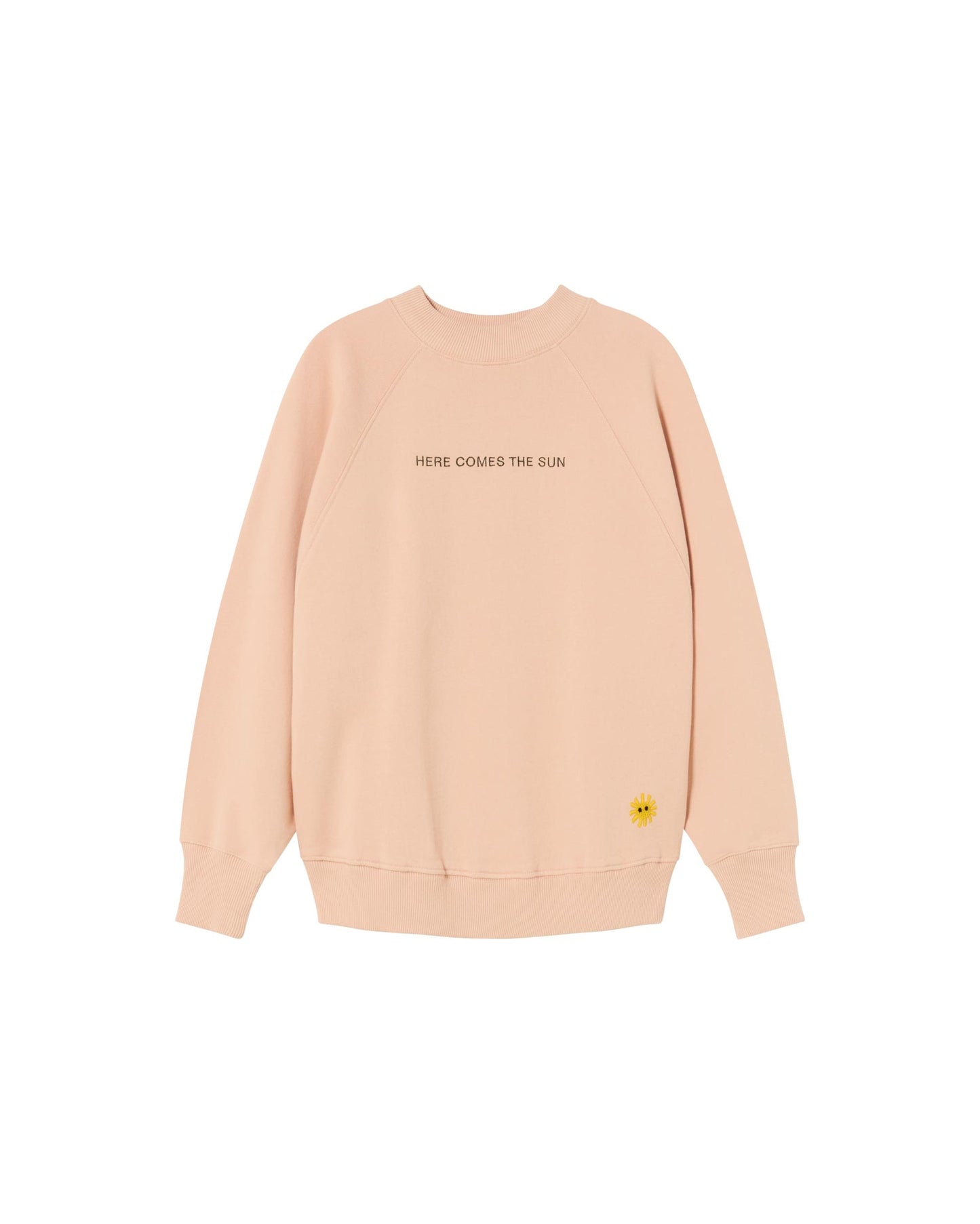 Sweat brodé en coton bio | Rose "here comes the sun coral fantine sweat"