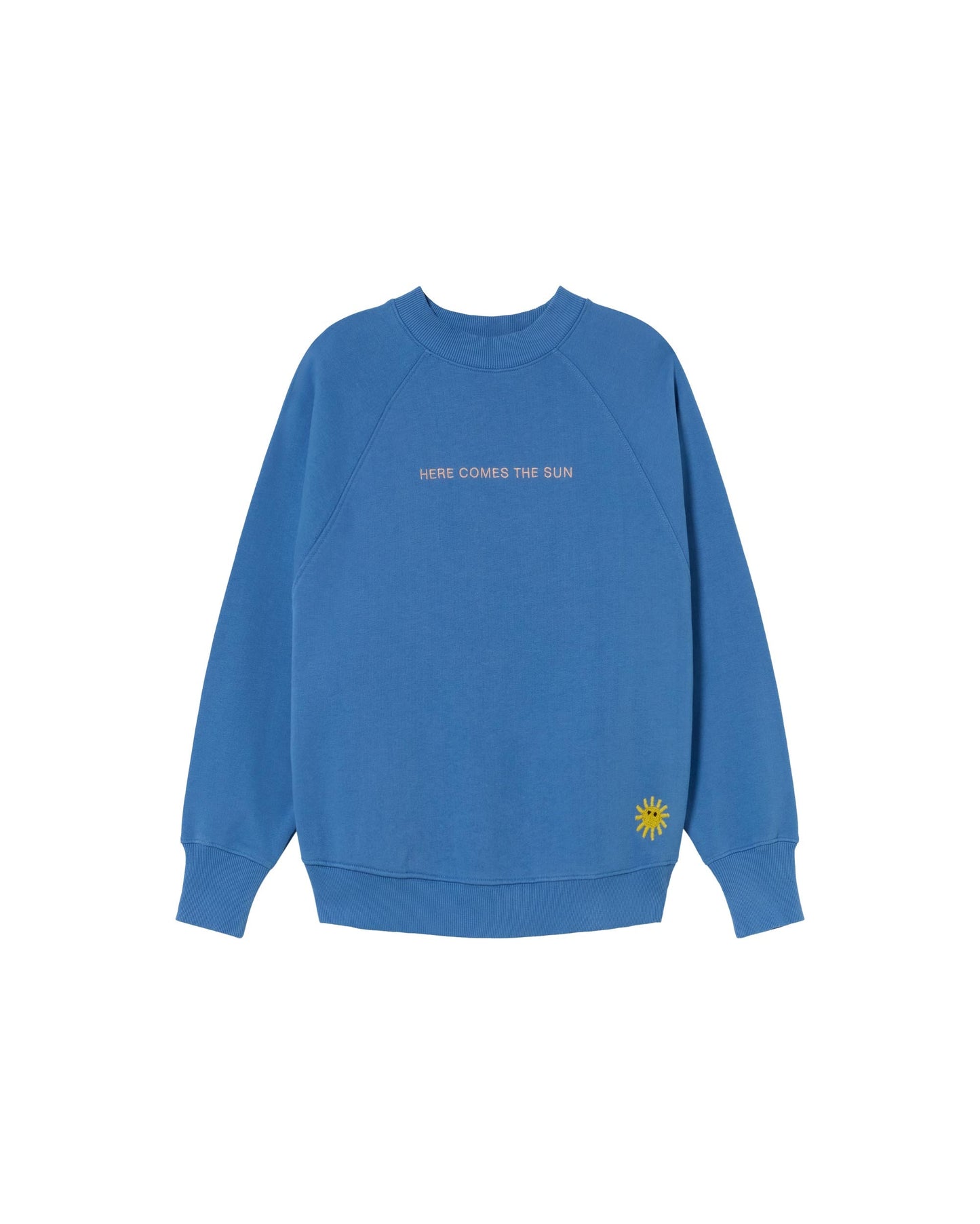 Sweat brodé en coton bio | Bleu "here comes the sun heritage blue fantine"