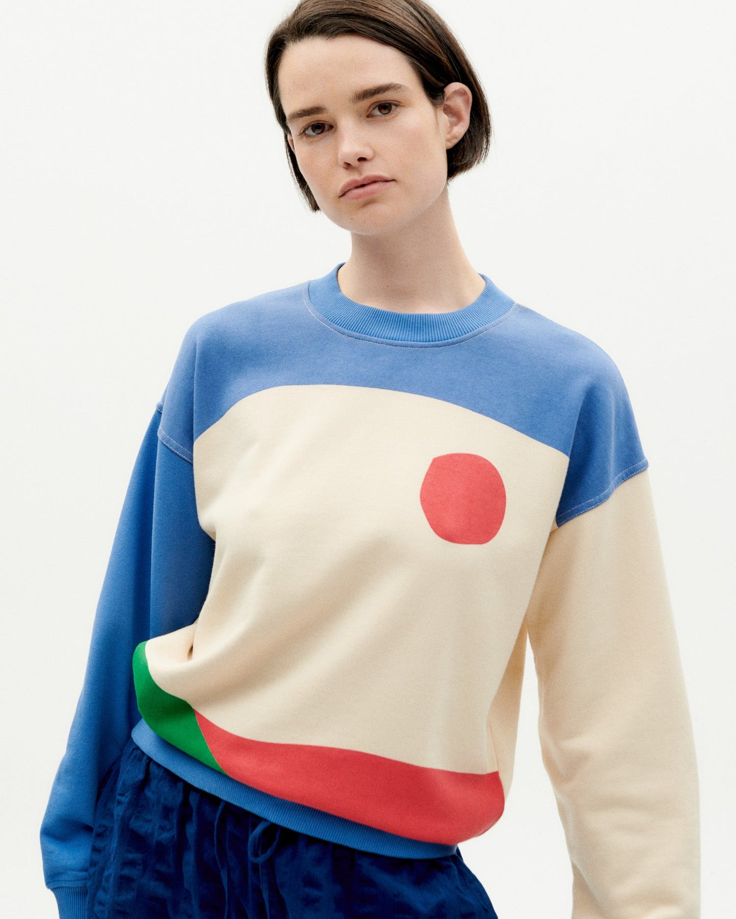 Sweat en coton bio | multicolore "abstract ivory sweatshirt"