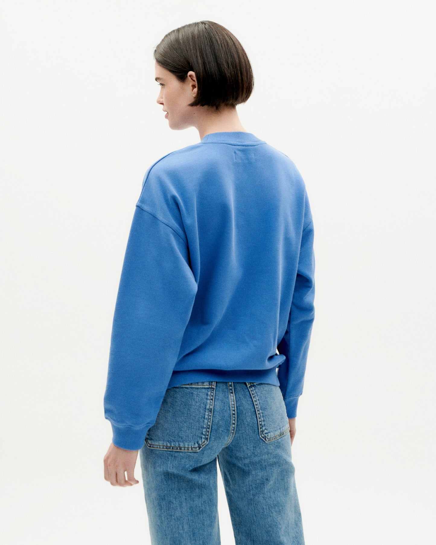 Sweat en coton bio | Bleu à motif imprimé "love ecru heritage blue sweatshirt"