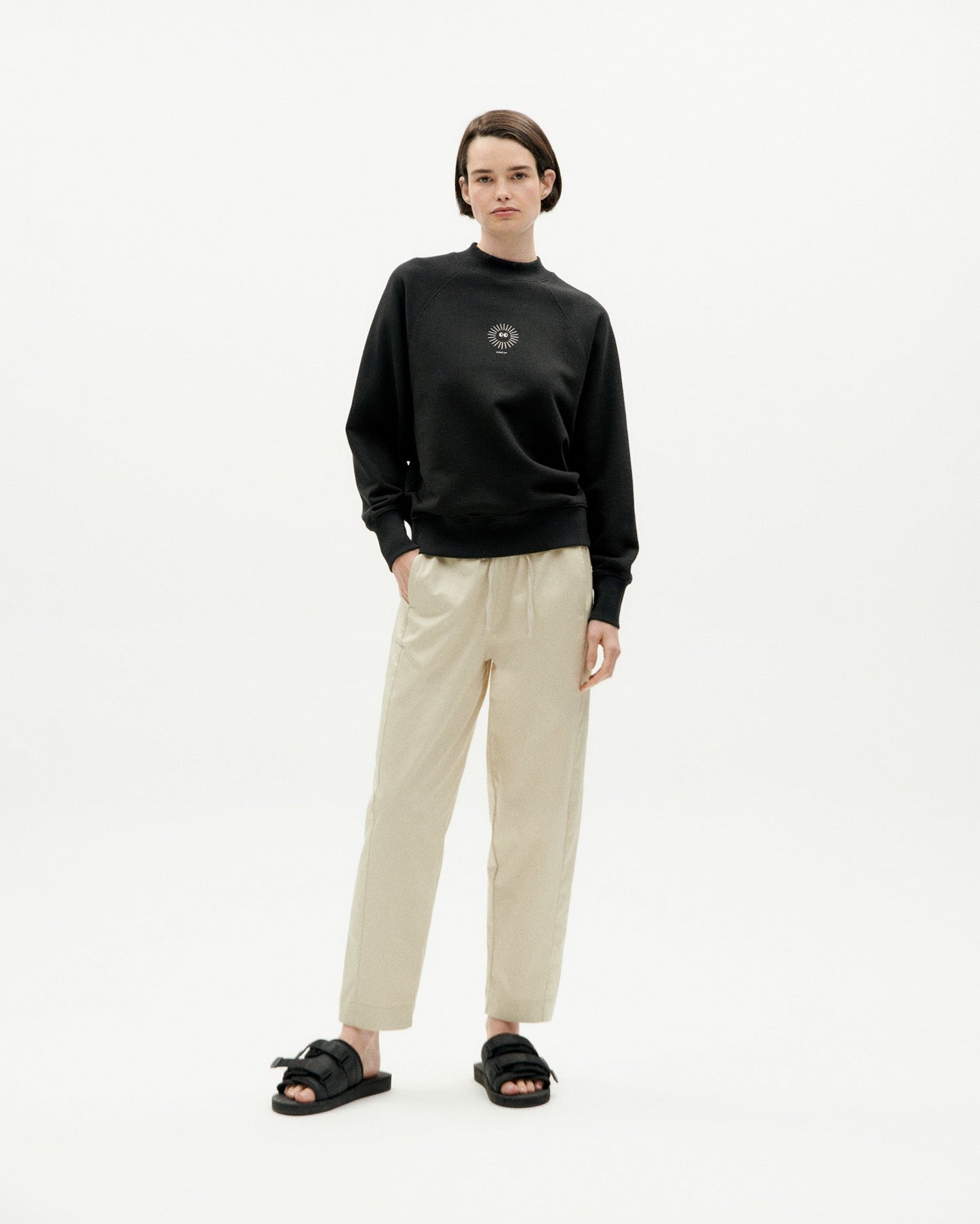 Sweat en coton bio | Noir à motif brodé "new sol black sweatshirt"