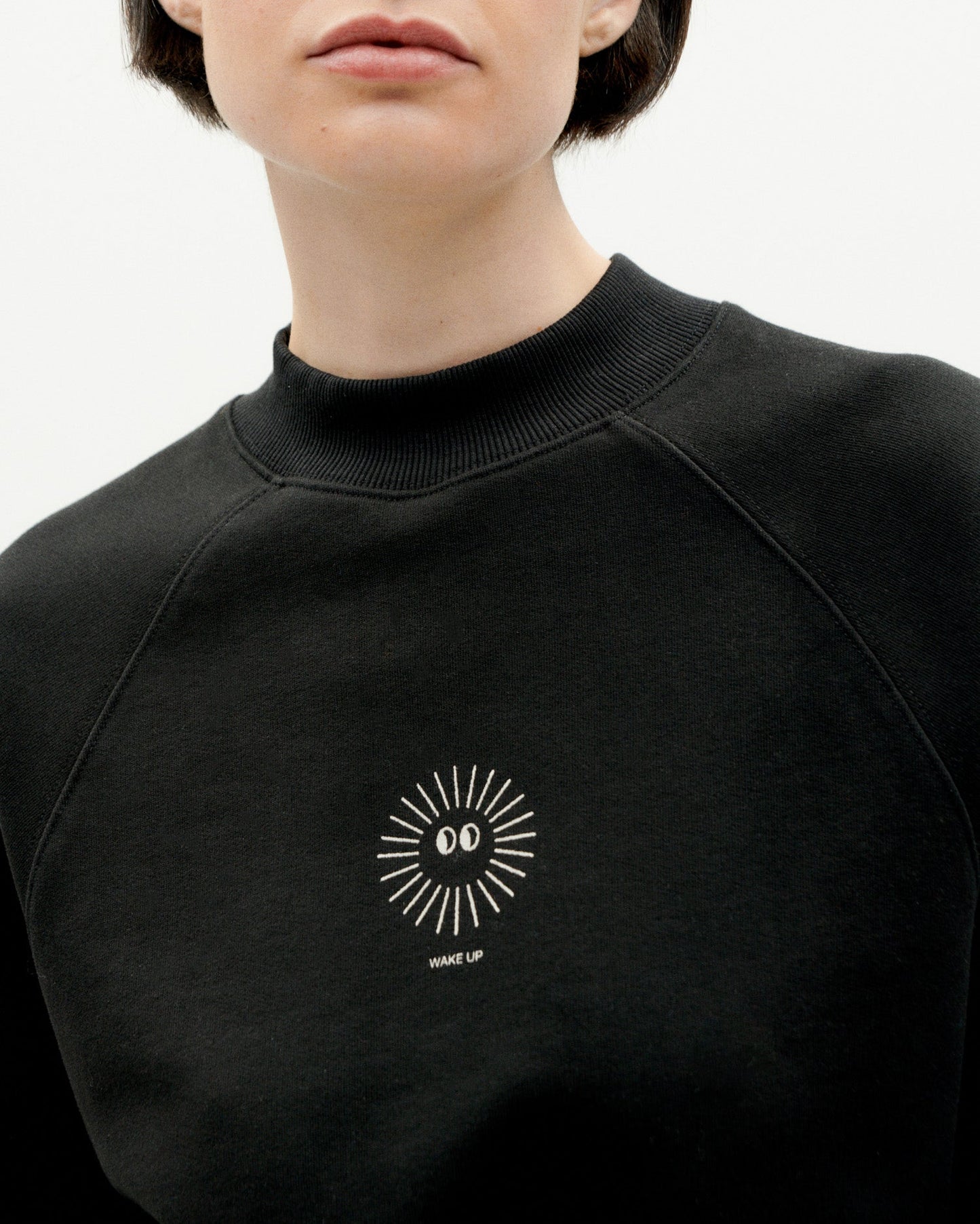 Sweat en coton bio | Noir à motif brodé "new sol black sweatshirt"
