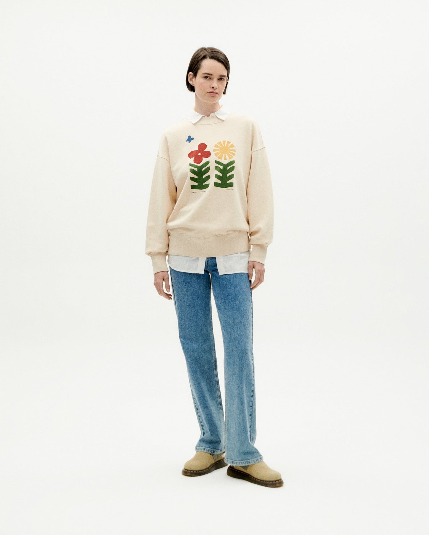 Sweat en coton bio | Écru à motif imprimé "methamorphosis ivory sweatshirt"