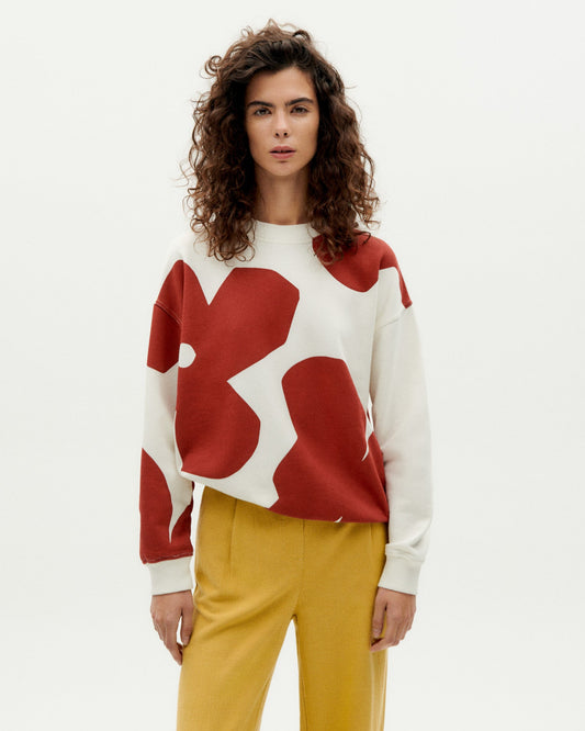 Sweat en coton bio | Blanc à motifs "butterfly super big rfd sweatshirt"