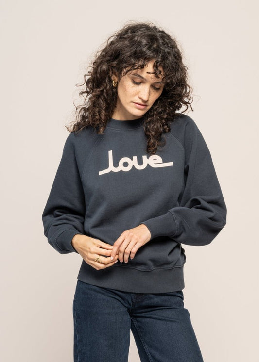 Sweat brodé en coton bio | grey "grafito love bonnie sweatshirt grey"