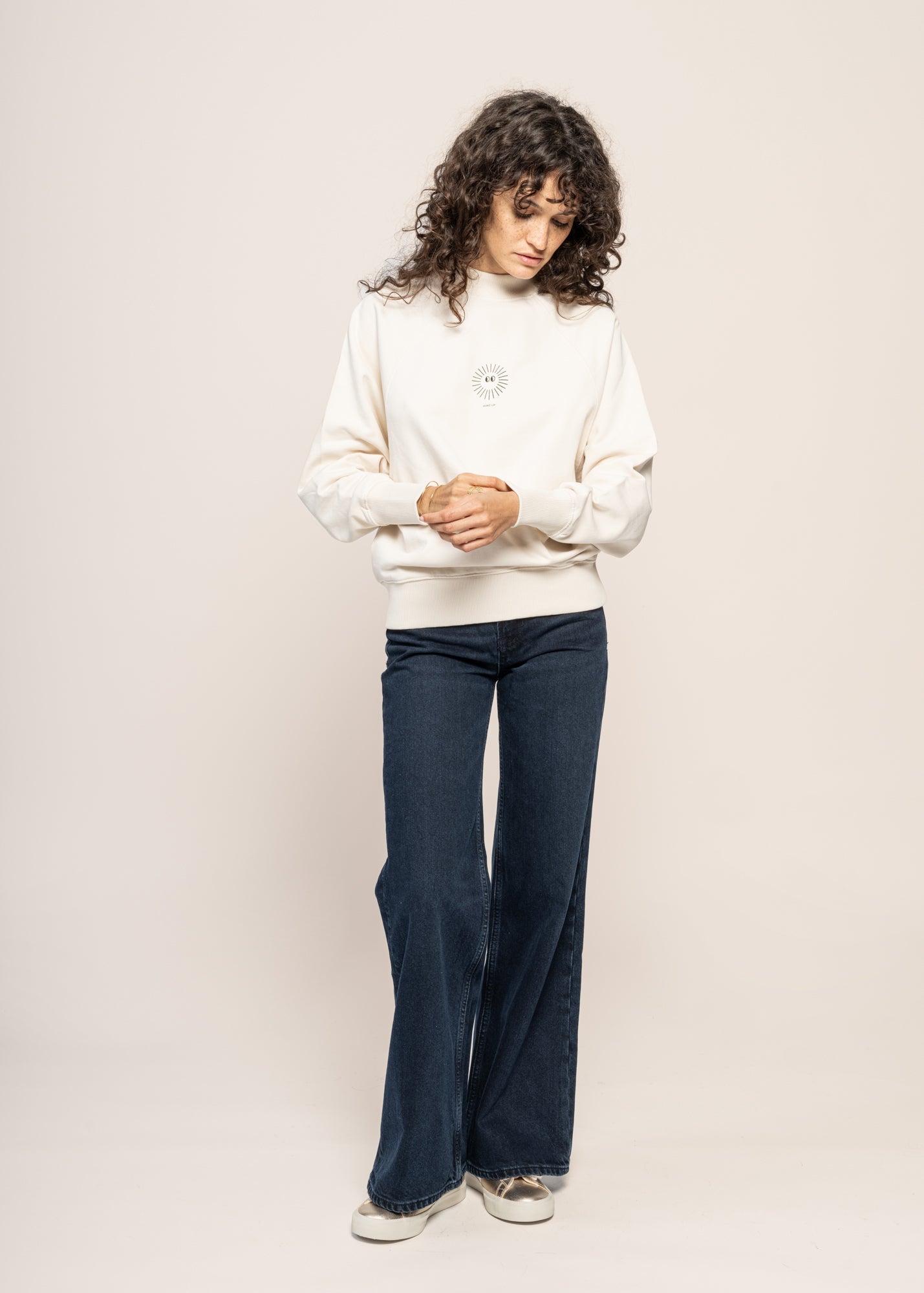 Sweat en coton bio | blanc "soleil white fantine sweatshirt"