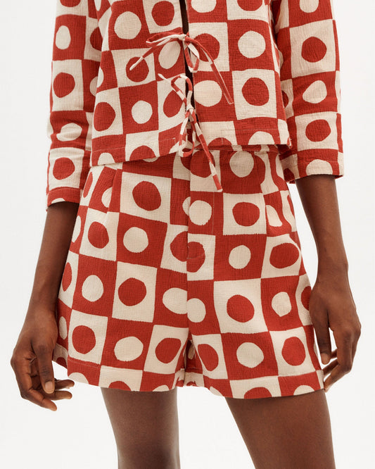 Short rouge à motifs en coton bio - red big spots narciso