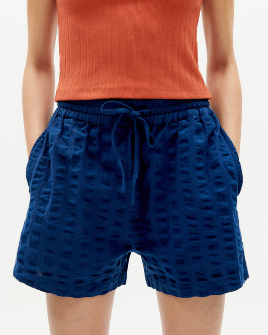 Short texturé en coton bio | bleu "navy big seersucker geranio shorts"