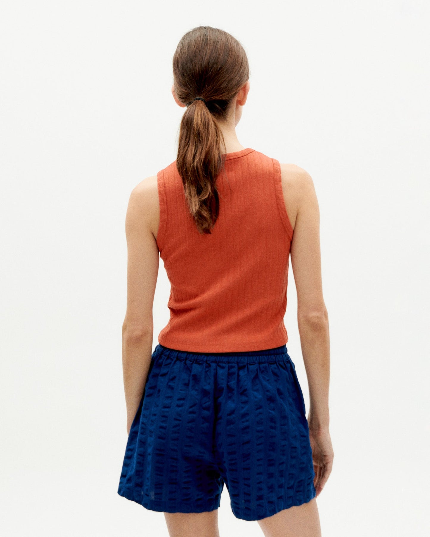Short texturé en coton bio | bleu "navy big seersucker geranio shorts"