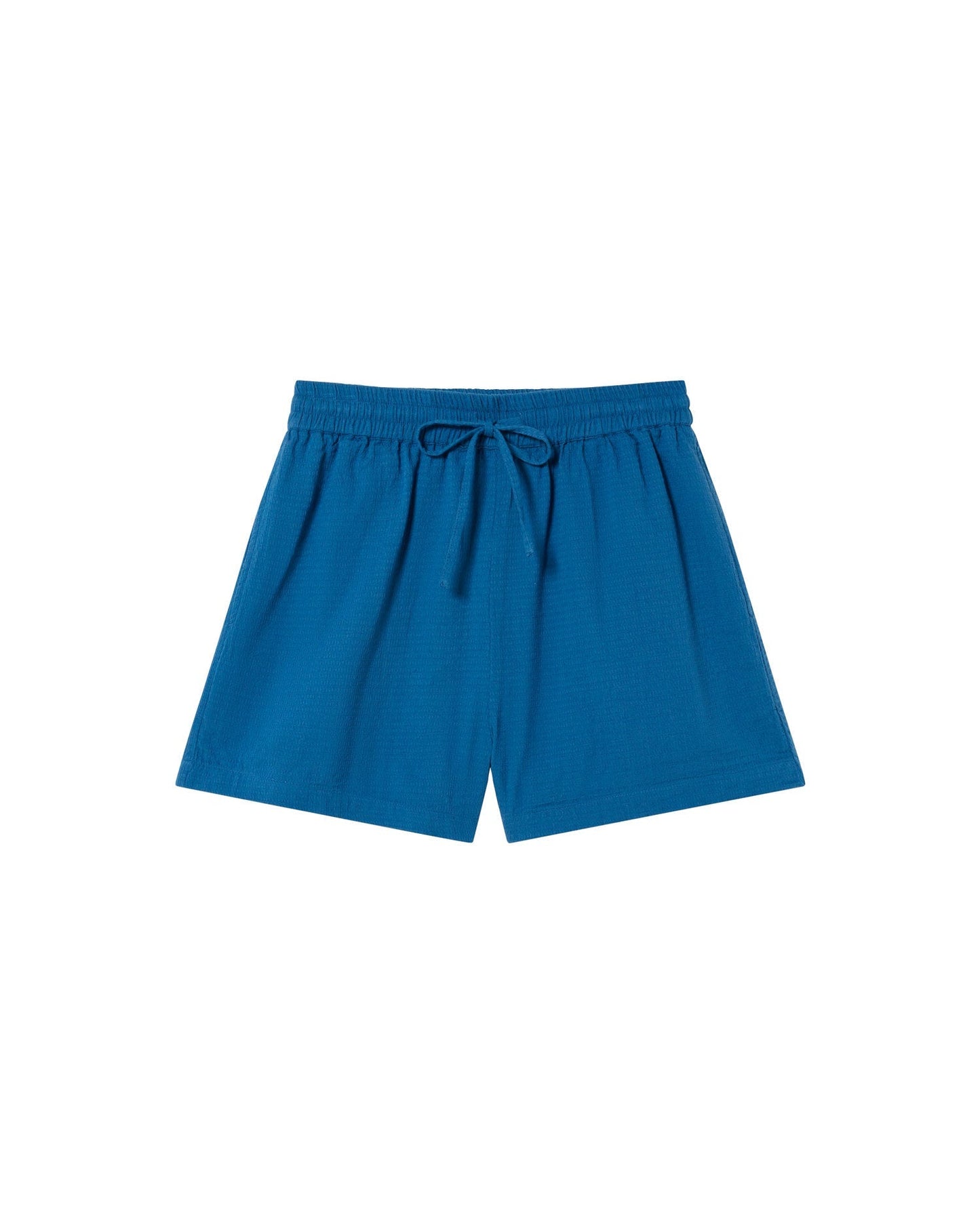 Short texturé en coton bio | Bleu "dark heritage loop geranio shorts"