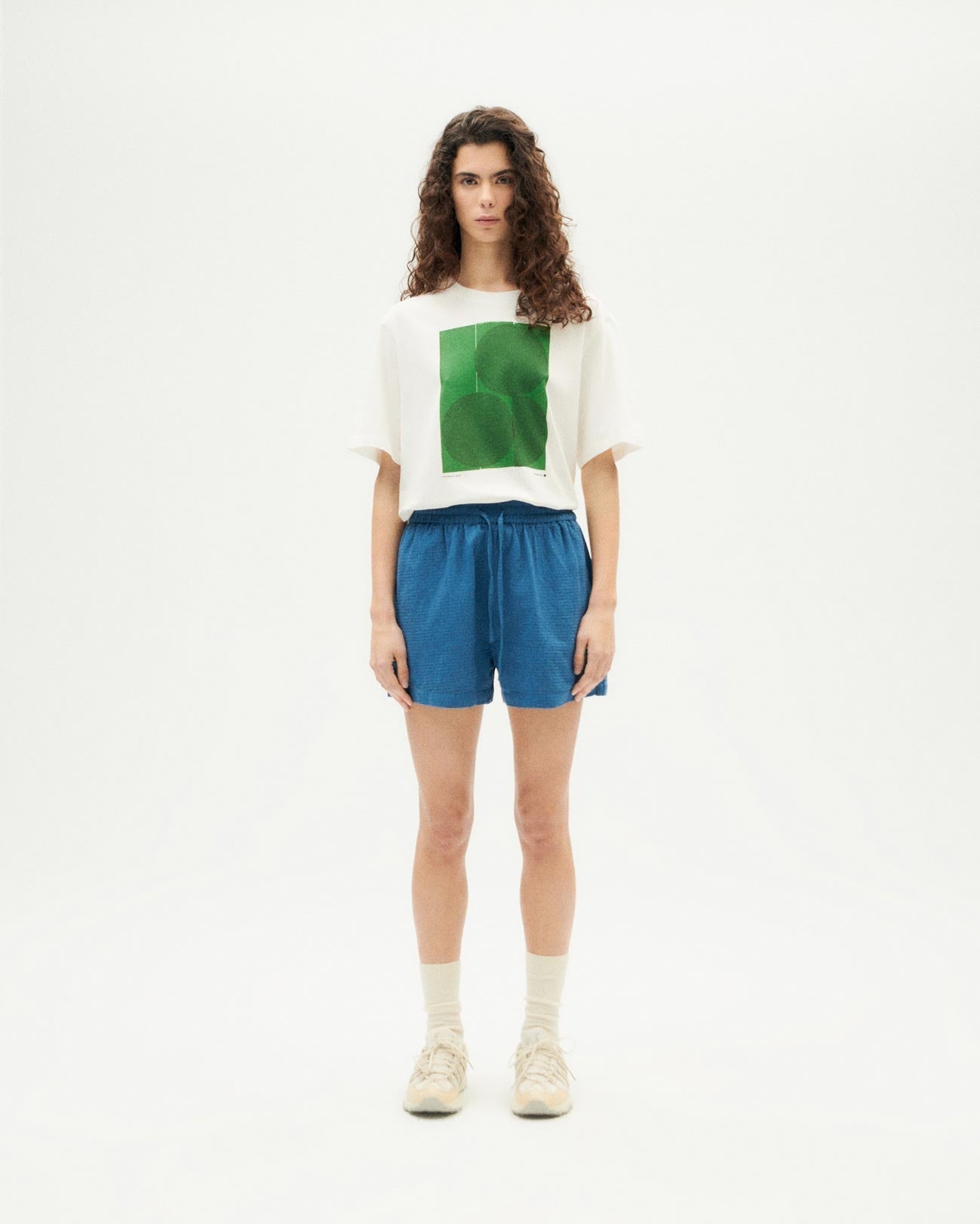 Short texturé en coton bio | Bleu "dark heritage loop geranio shorts"