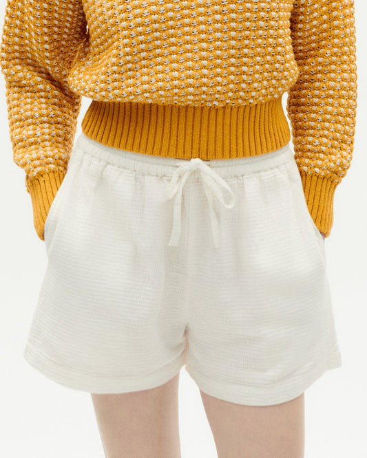 Short texturé en coton bio | blanc "undyed loop geranio shorts"