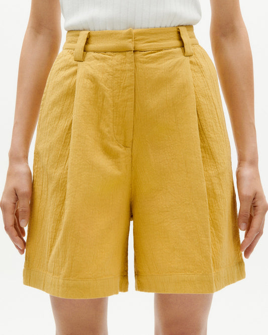 Short en coton bio | jaune "ambar crinkled lia shorts"