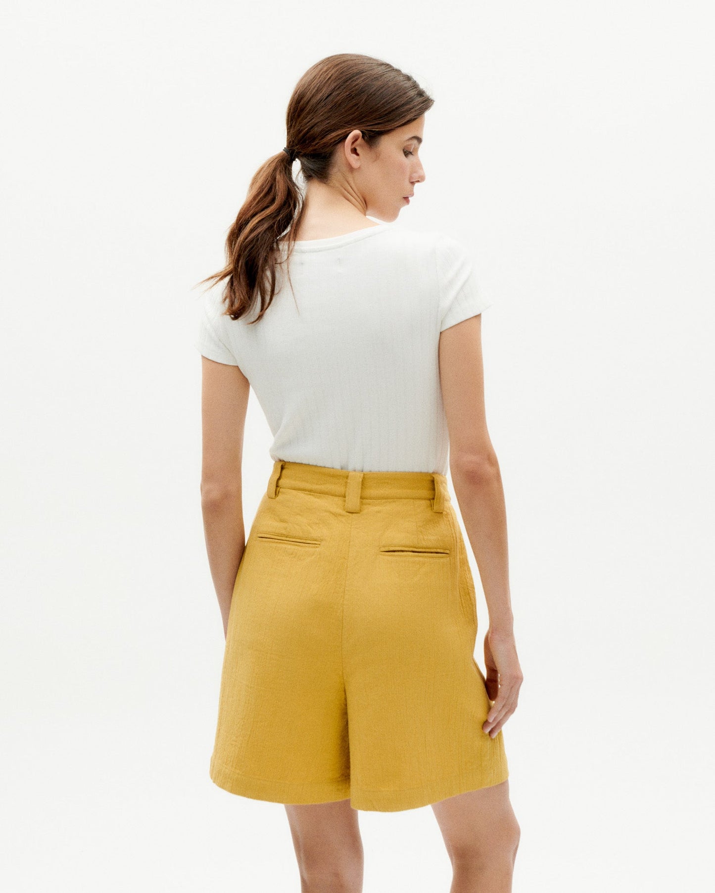 Short en coton bio | jaune "ambar crinkled lia shorts"