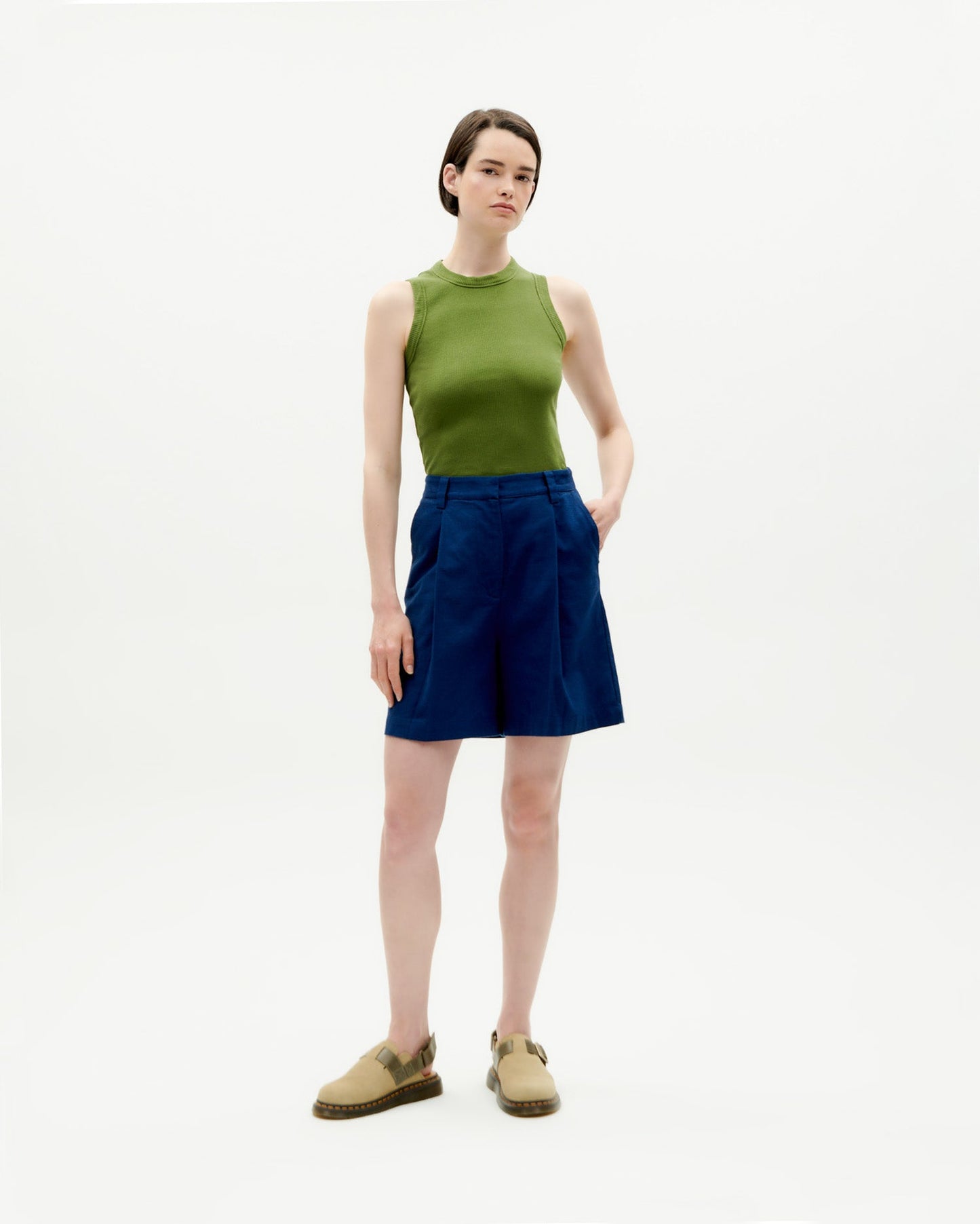 Débardeur côtelé en coton bio | vert "garden green juliette top"