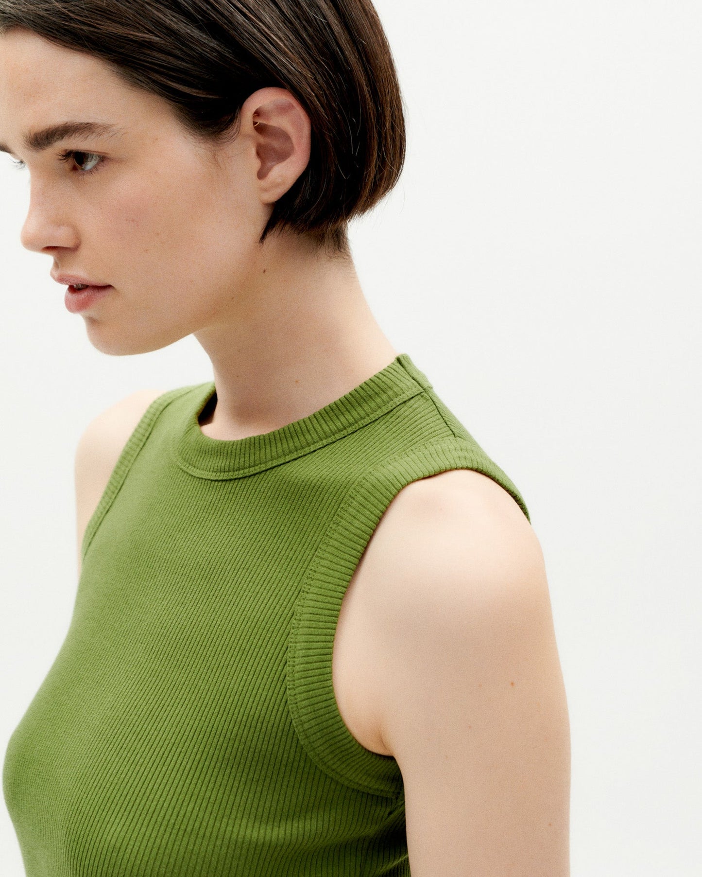 Débardeur côtelé en coton bio | vert "garden green juliette top"