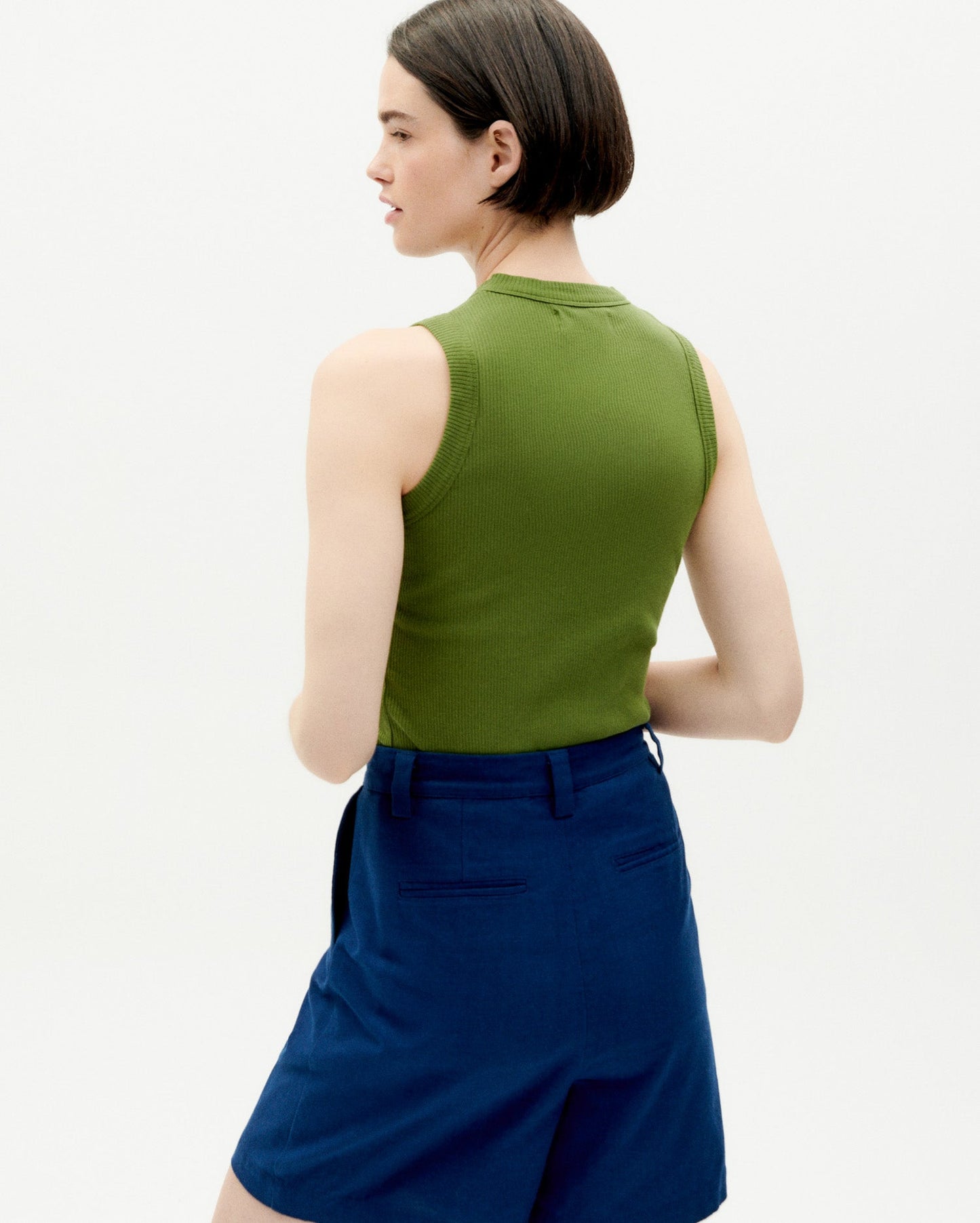 Débardeur côtelé en coton bio | vert "garden green juliette top"
