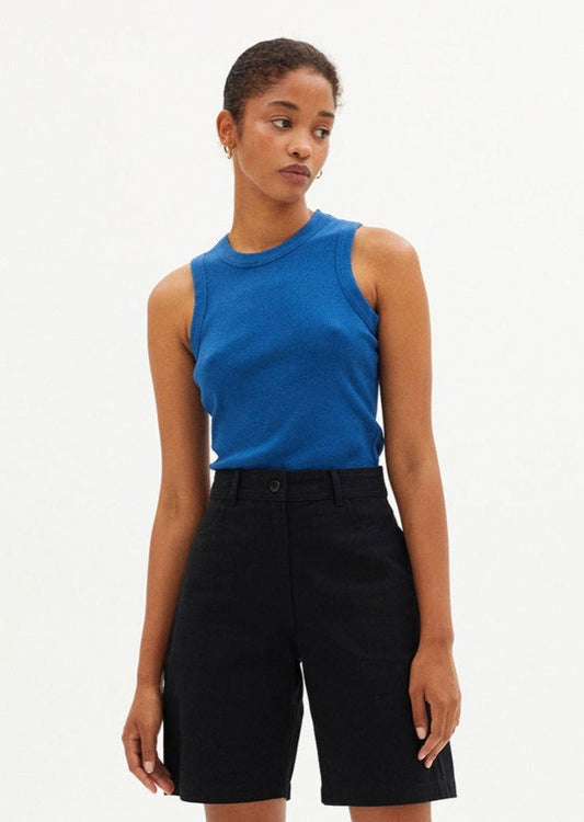 Débardeur côtelé en coton bio | bleu "klein blue juliette top"