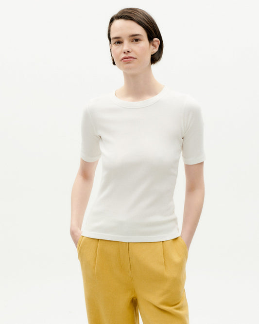 T-shirt côtelé manches courtes en coton bio | blanc 'white dakota rib top'