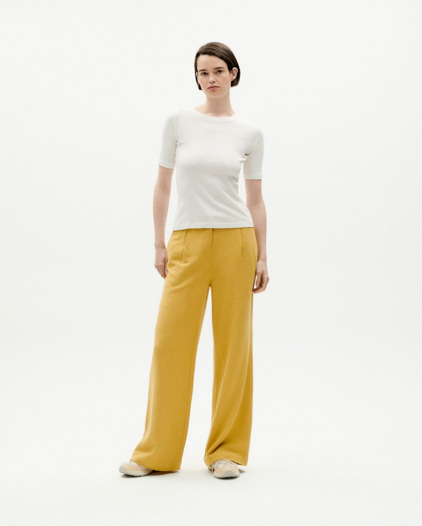 T-shirt côtelé manches courtes en coton bio | blanc 'white dakota rib top'
