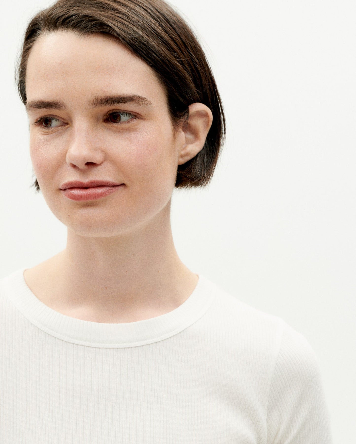 T-shirt côtelé manches courtes en coton bio | blanc "white dakota rib top"